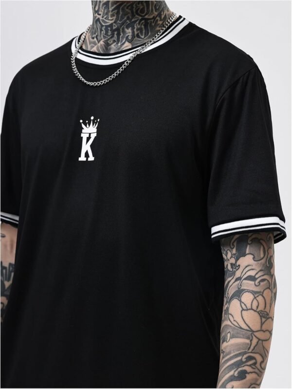 SOLY HUX Men's Crown Letter Print Striped Trim Tee Tops Shor... - Image 5