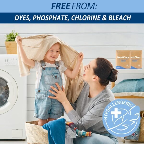 Eco-friendly Laundry Detergent Sheets, Travel Size Liquidless Soap Sheets NeatClear | No Mess & Space-Saving, Great For Travel, Apartments, Dorms | Fresh Linen Scent 32 Laundry Strips (32 Loads) - Image 5