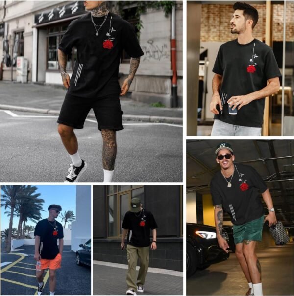 UOUA Mens Graphic Tees Vintage T-Shirts Oversized Letter Pri... - Image 5