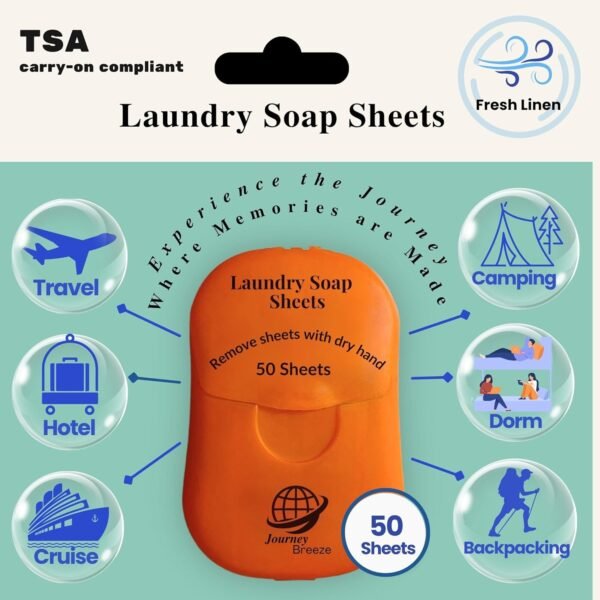 Travel Laundry Detergent Sheets + Canvas Bag, Great for Cruises, Camping, Glamping, Backpacking, Dorms, Hotel and Other Travel - Image 6