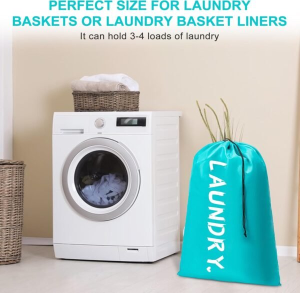 2 Pack XL Travel Laundry Bag, Machine Washable Dirty Clothes Organizer with Drawstring,Large Enough to Hold 4 Loads of Laundry, Easy Fit a Laundry Hamper or Basket Travel Essentials 24" x 36" - Image 6