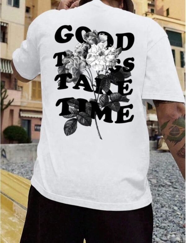 Vintage Graphic Tees for Men Oversized Floral Letter Print R... - Image 5
