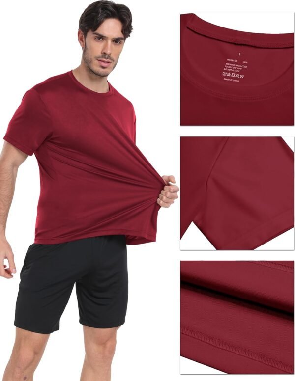 1/5 Pack Workout Shirts for Men Athletic Running Gym Quick D... - Image 3