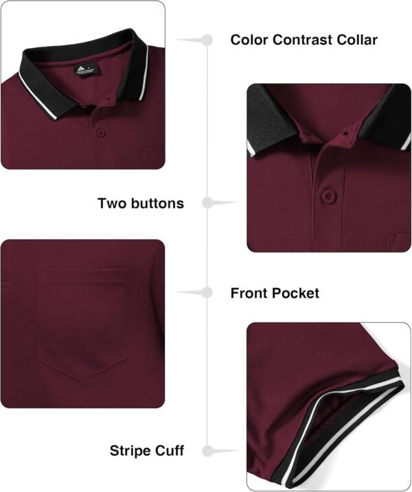 ZITY 3 Pack Men Polo Shirts Short Sleeve with Pocket Sport W... - Image 3