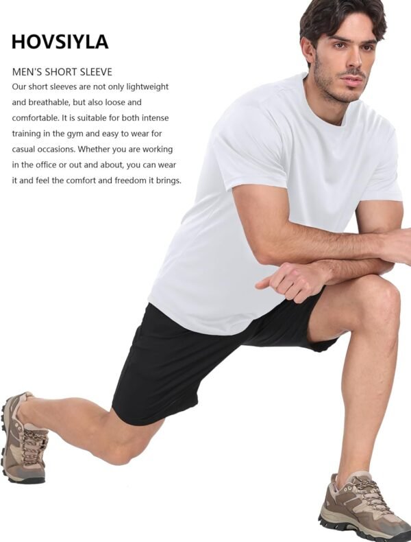 1/5 Pack Workout Shirts for Men Athletic Running Gym Quick D... - Image 4