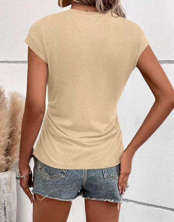 Bliwov Womens Summer Cap Sleeve Tops Business Casual Crewnec... - Image 2