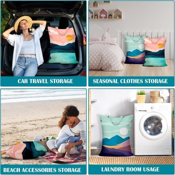 2 Pcs Large Travel Laundry Bags - Waterproof with Handle, Washable Dirty Clothes Bags for Travel, Wet & Dry Use, Bathing Suit & Gym Clothes Laundry, Swimming Pool & College Dorm - Image 6