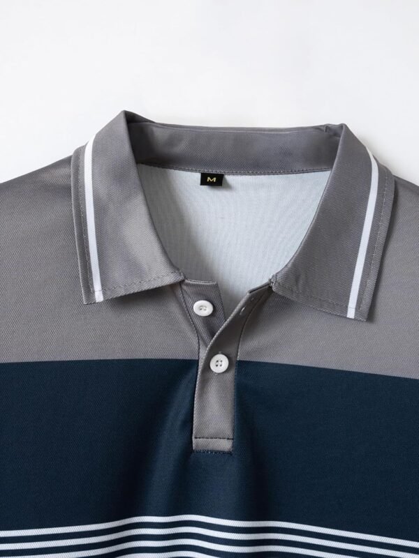 Mens Fashion Color Block Polo Shirts Casual Short Sleeve T S... - Image 5