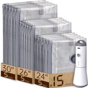 Vacuum Bags for Travel with Rechargeable air Pump, 15 Pack C...