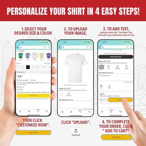 Add Your Own and Text Design Custom Personalized Adult T-Shi... - Image 3
