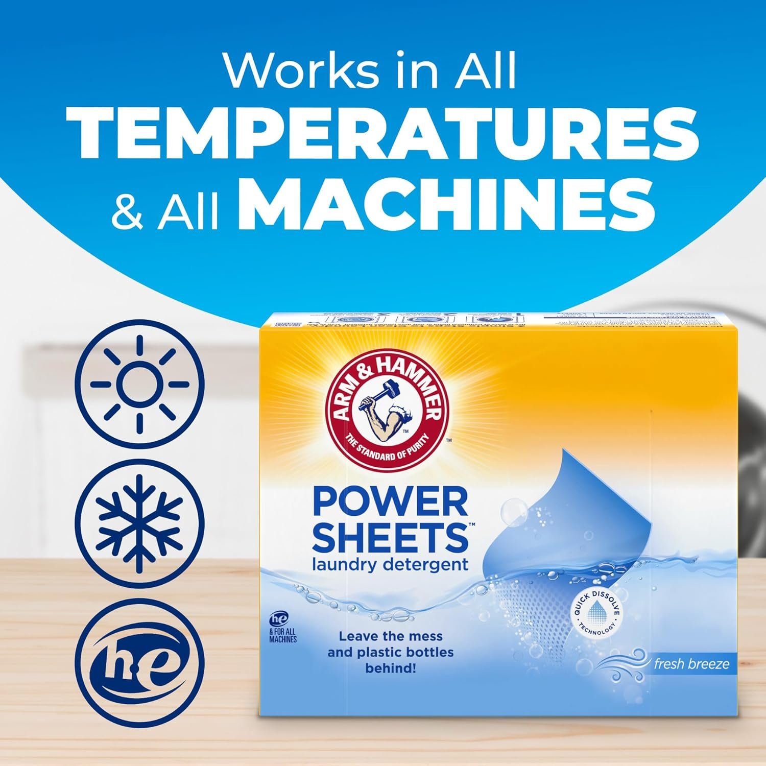 ARM & HAMMER Power Sheets Laundry Detergent, Fresh Breeze Scent, No Mess, Lightweight and Travel-Friendly, 35 Count, Up to 70 Small Loads - Image 11