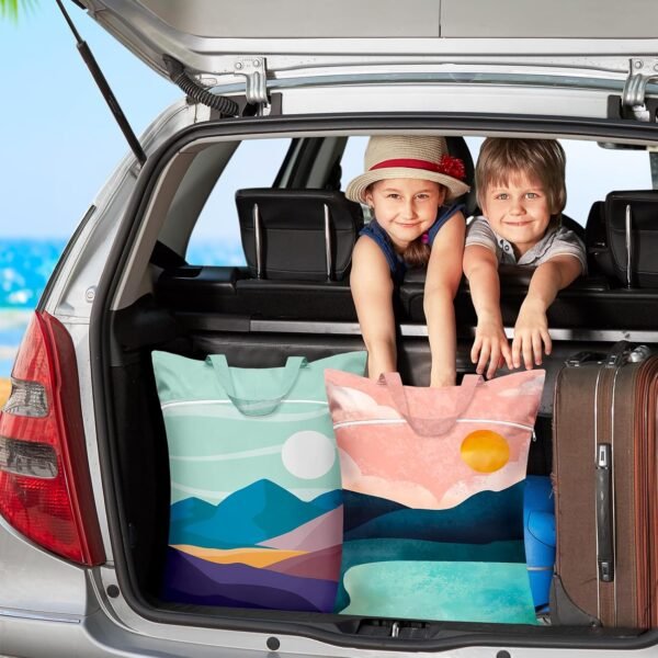 2 Pcs Large Travel Laundry Bags - Waterproof with Handle, Washable Dirty Clothes Bags for Travel, Wet & Dry Use, Bathing Suit & Gym Clothes Laundry, Swimming Pool & College Dorm - Image 5