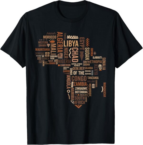 Africa Map Countries Black History Pride African American T-...