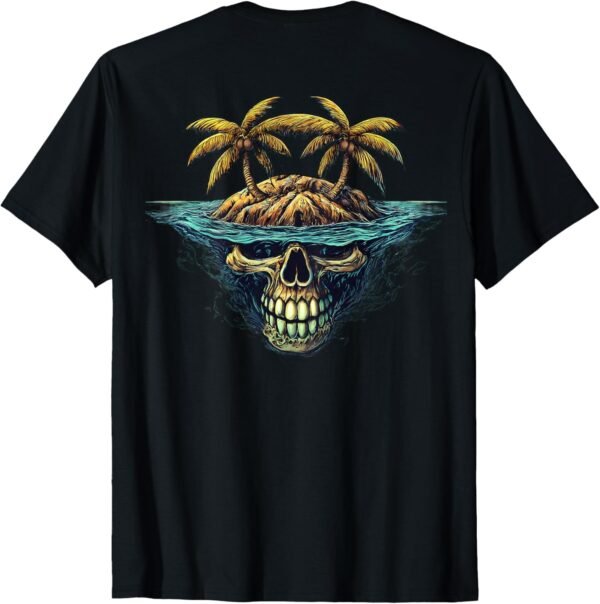 On Back | Cool Island Palm Trees Skull Beach Pirate Nautical...