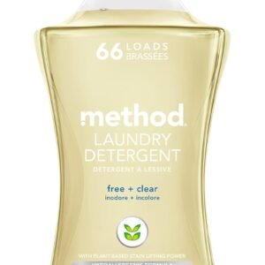 Method Liquid Laundry Detergent; Fragrance Free + Clear; Plant-Based Stain Remover; 66 Loads per 53.5 fl oz bottle; (Pack of 1)