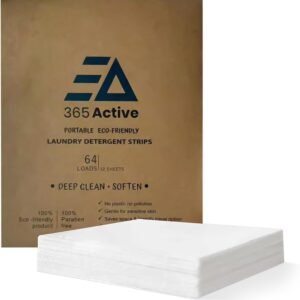 Eco-Friendly Portable Laundry Detergent Sheets - 3-in-1 Travel Laundry Strips for Gym, Camping, Backpacking - Plant-Based, Zero-Waste, Dissolves in Hot & Cold Water