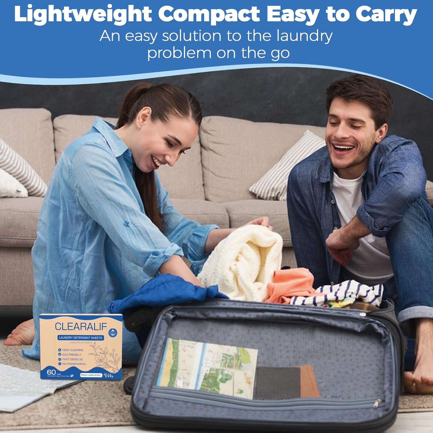 CROS 60 Loads Laundry Detergent Sheets Linen Scent, for Travel, Home, Apartment, Dorm, Laundry Detergent Strips Eco Friendly, Hypoallergenic, Liquidless Washing Supplies - Image 6