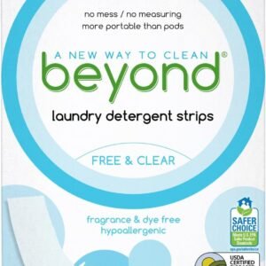 Beyond Laundry Detergent Strips [32 strips] - Free & Clear - Eco-friendly, Hypoallergenic. Travel friendly. Dissolvable Strips.