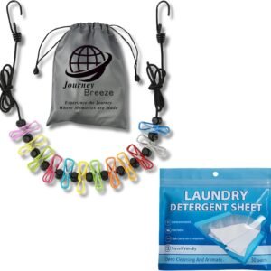 Travel Laundry Detergent Sheets and Travel Clothesline Outdoor or Indoor - Laundry kit Good for Cruises, Camping, Hotel, Dorm, Backpacking or Any Other Travel