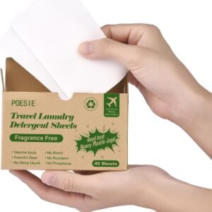 Poesie Laundry Detergent Sheets Laundry Soap Sheets for Travel Camping Clothes Washing Sheet Unscented 1 Mini Box 40 Count