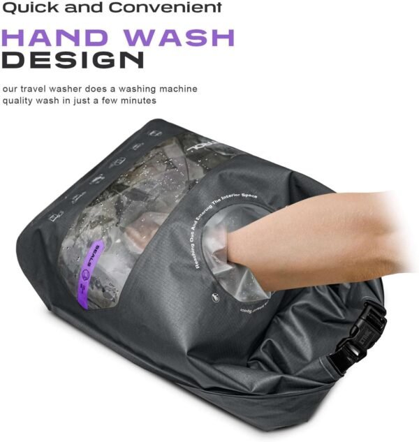 ETROL Wash Bag for Travel,Portable Washing Machine - Lightweight Manual Portable Washing Kit, Waterproof Clothes Scrubbing Bag - Image 5