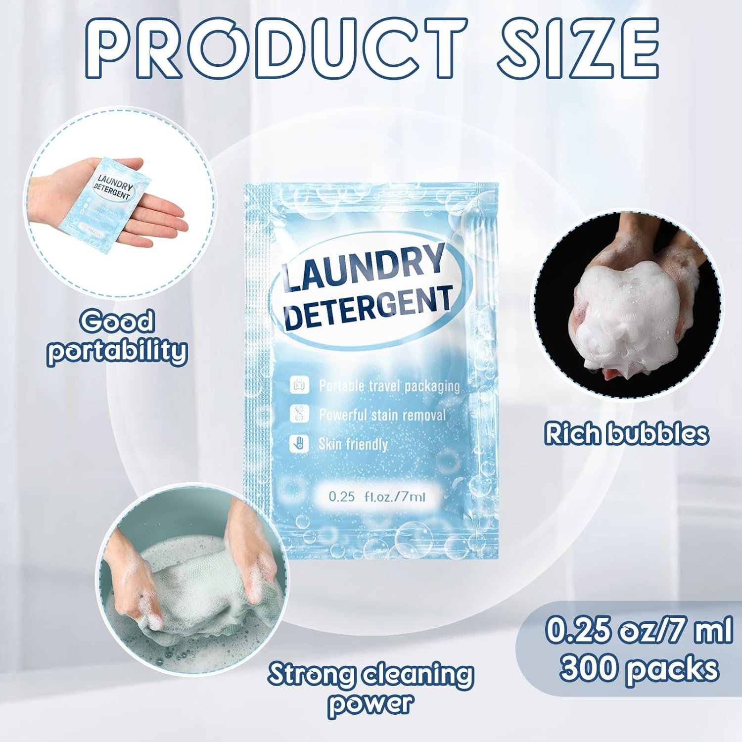 Leelosp 300 Pcs Individual Travel Laundry Detergent Portable Detergent Packets Travel Size Liquid Soap for Cleaning - Image 2