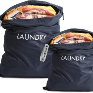 WiseBoy 2 Pack Laundry Bags, Washable Wet Dry Bag, Travel Laundry Bag Dirty Clothes Organizer, Swimming Yoga Bathing Suit Workout Wet Dry Bag - Navy Blue