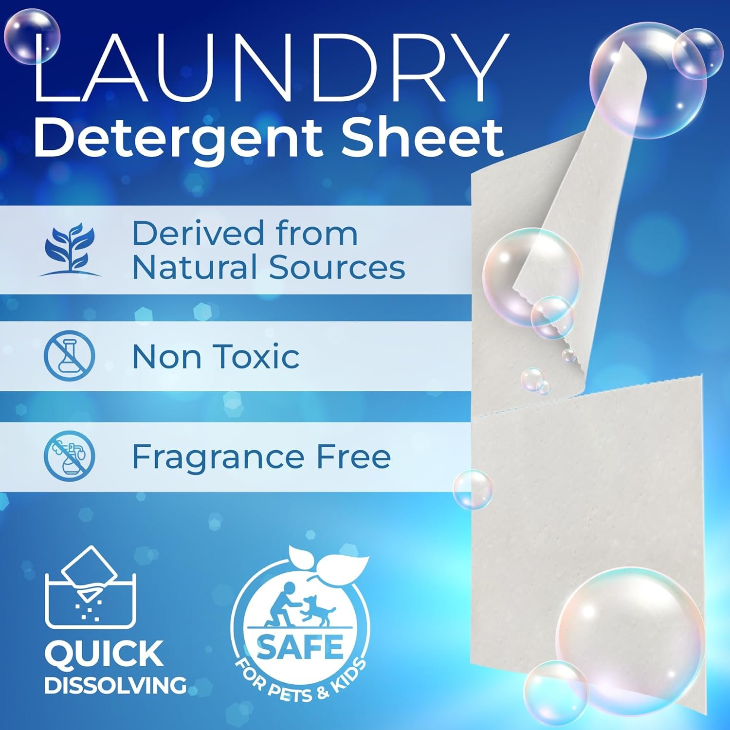 Gull Living Laundry Detergent Sheets For Travel - Eco-Friendly, Plant-Based Hypoallergenic Laundry detergent - Dissolves Quickly, Removes Stains & Odors - Laundry Soap Sheets - Fragrance Free 10 Loads - Image 2