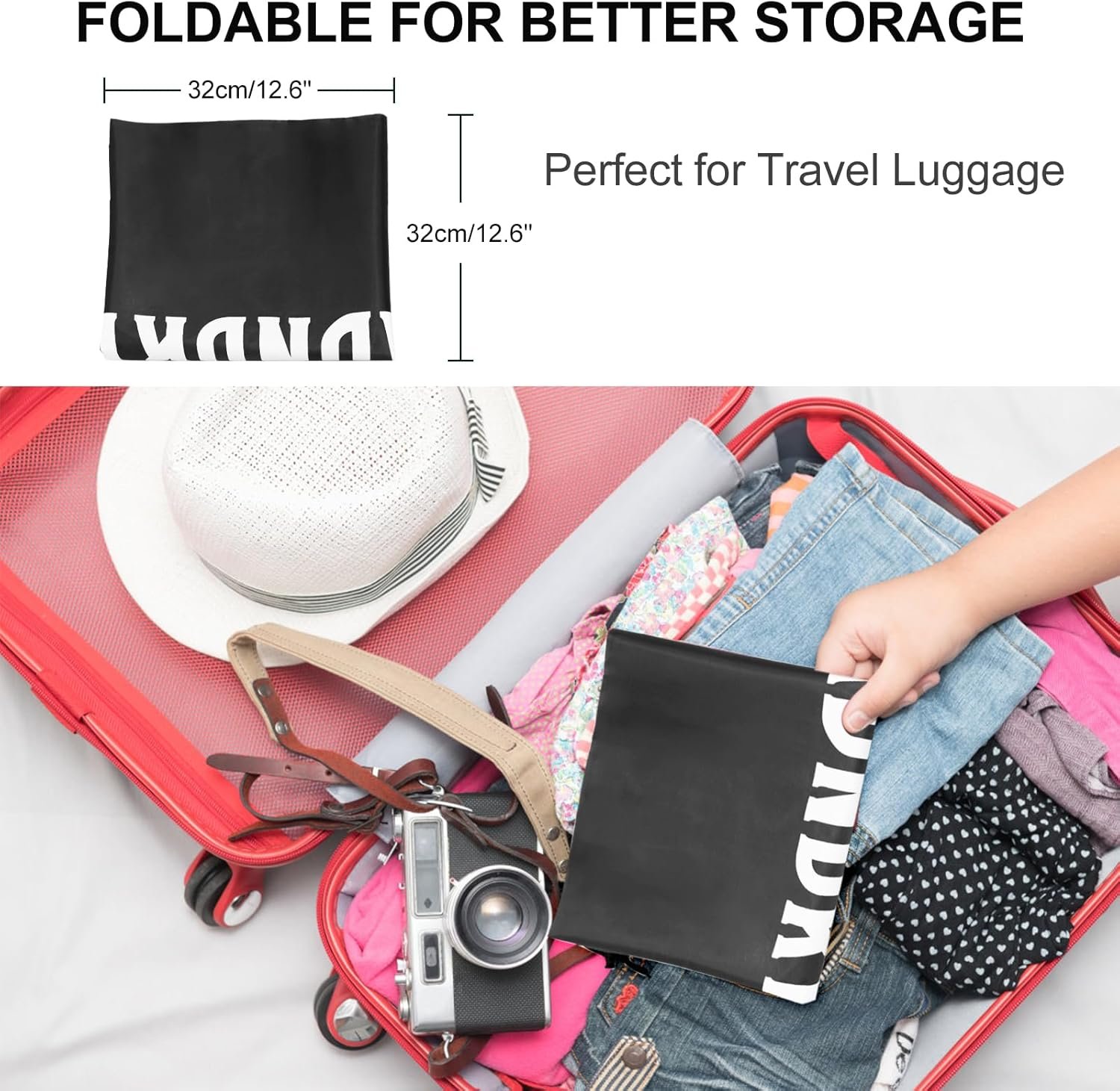 2 Pack XL Travel Laundry Bag, Machine Washable Dirty Clothes Organizer, Large Enough to Hold 4 Loads of Laundry, Easy Fit a Laundry Hamper (Black + Pink) - Image 5