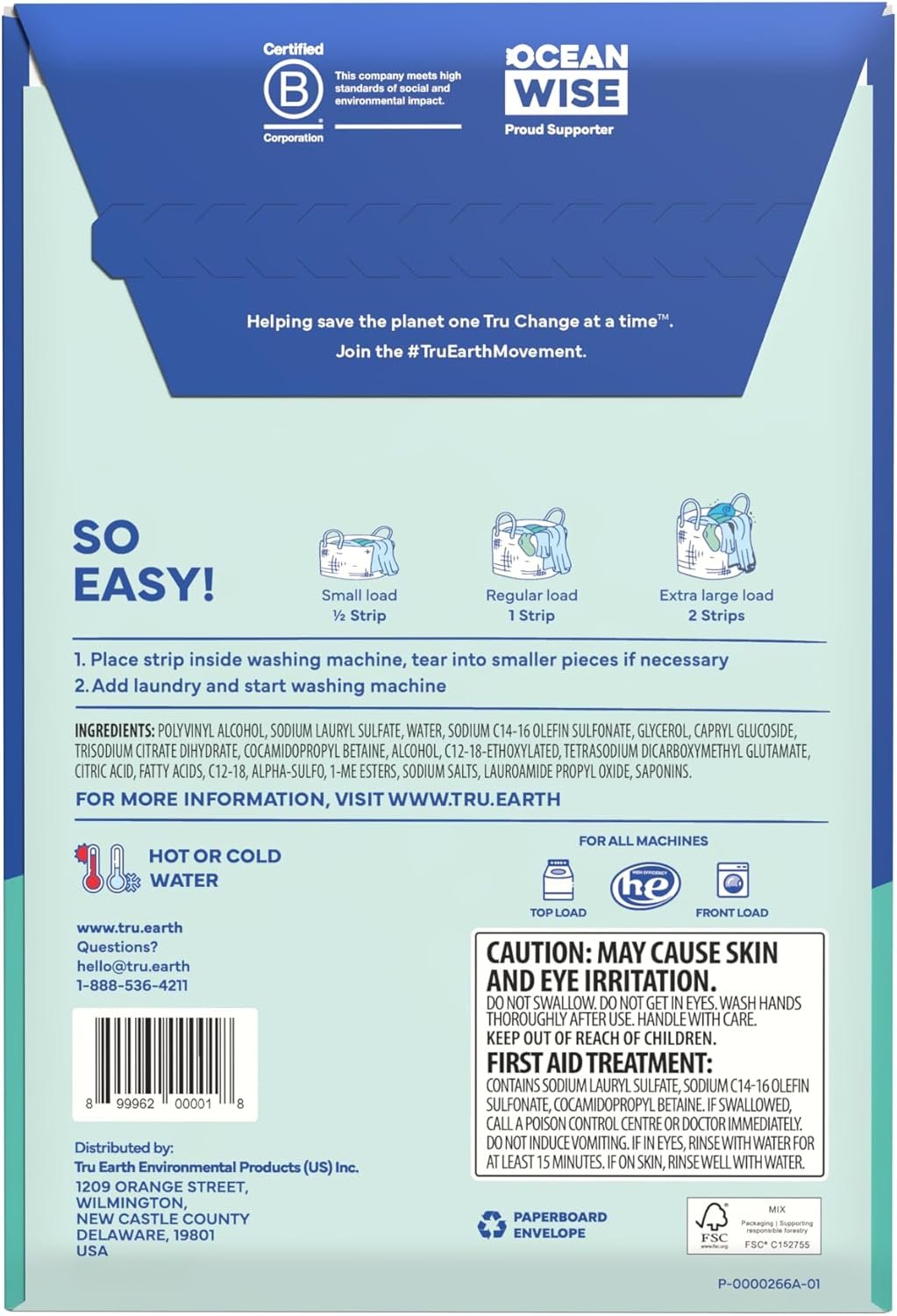 Tru Earth Compact Dry Laundry Detergent, Unscented - Up to 64 Loads (32 Sheets) | Liquidless Detergent, Travel | Packaging May Vary - Image 3