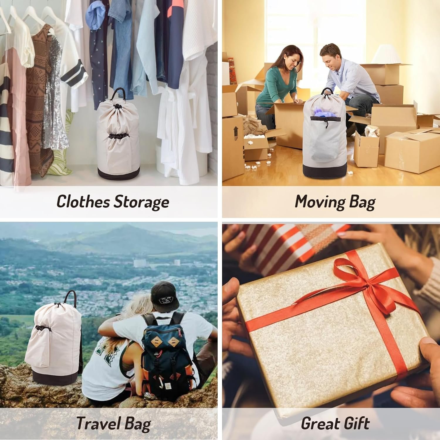 Laundry Bag Backpack with Shoulder Straps and Detergent Holder Clothes, Travel Laundry Backpack Bag Hamper for College Dorm Room (Khaki w Brown) - Image 6