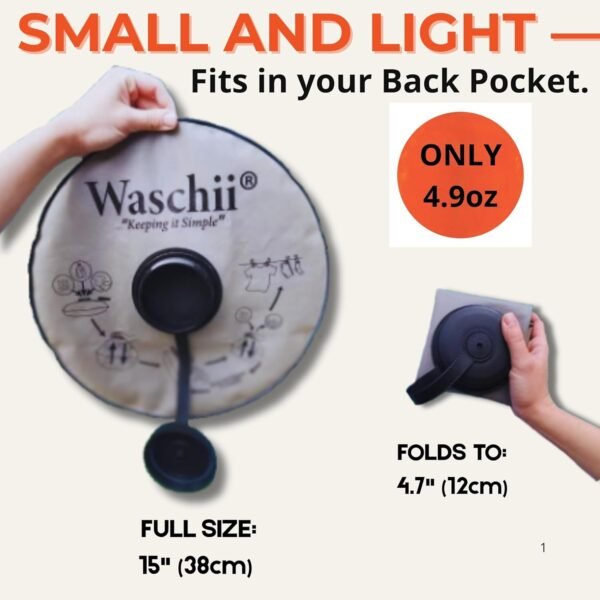 Waschii Pocket-Sized Travel Clothes Washer for Camping, Hostels & Vanlife – Compact, Leakproof, Eco-Friendly – No Power or Sink Needed - Image 5