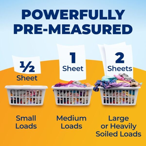 ARM & HAMMER Power Sheets Laundry Detergent, Fragrance Free, No Dyes or Perfumes, Lightweight and Travel-Friendly, 35 Count, Up to 70 Small Loads - Image 9