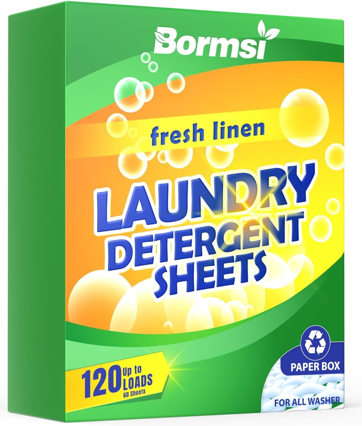 Laundry Detergent Sheets Fresh Scent 120 Loads No Plastic Jug, Travel Laundry Soap Detergent 60 Sheets