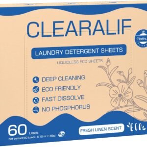 CROS 60 Loads Laundry Detergent Sheets Linen Scent, for Travel, Home, Apartment, Dorm, Laundry Detergent Strips Eco Friendly, Hypoallergenic, Liquidless Washing Supplies