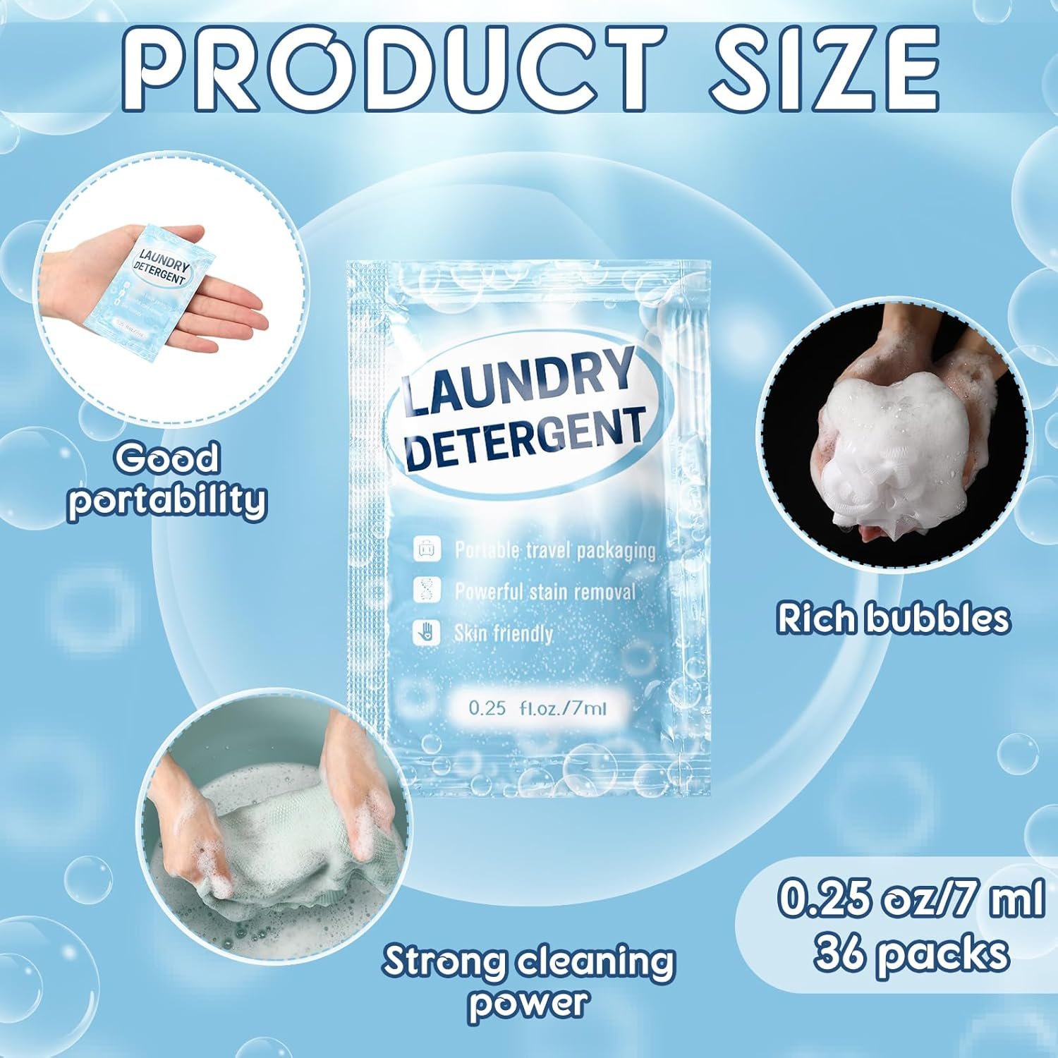 Leelosp Individual Travel Laundry Detergent Portable Detergent Packets Travel Size Liquid Soap for Cleaning - Image 2
