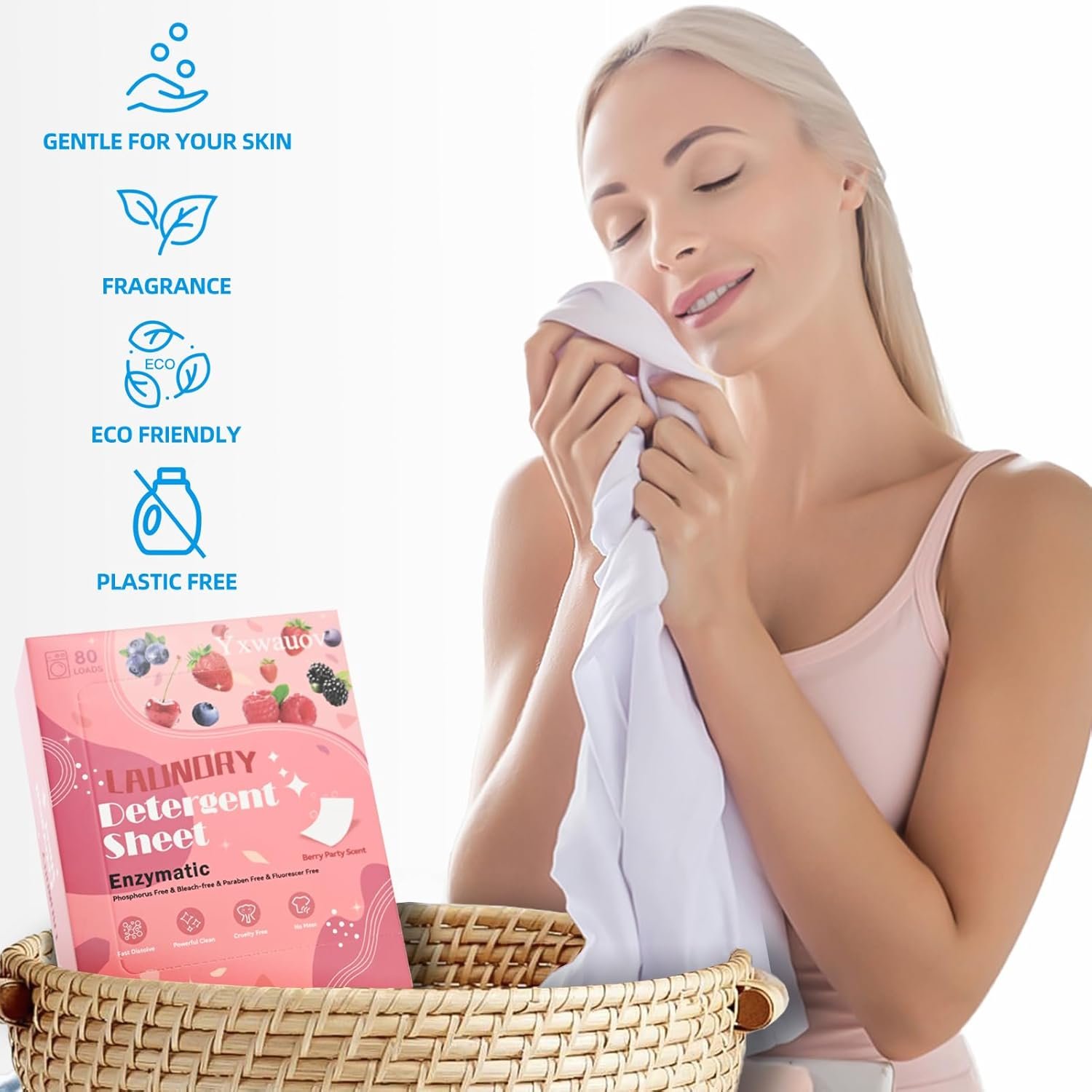 Travel Laundry Detergent Sheets 80 Loads Eco-Friendly Laundry Soap Washer Sheets - Liquidless Detergent Plastic Free & Hypoallergenic(Berry Party Scented) - Image 6