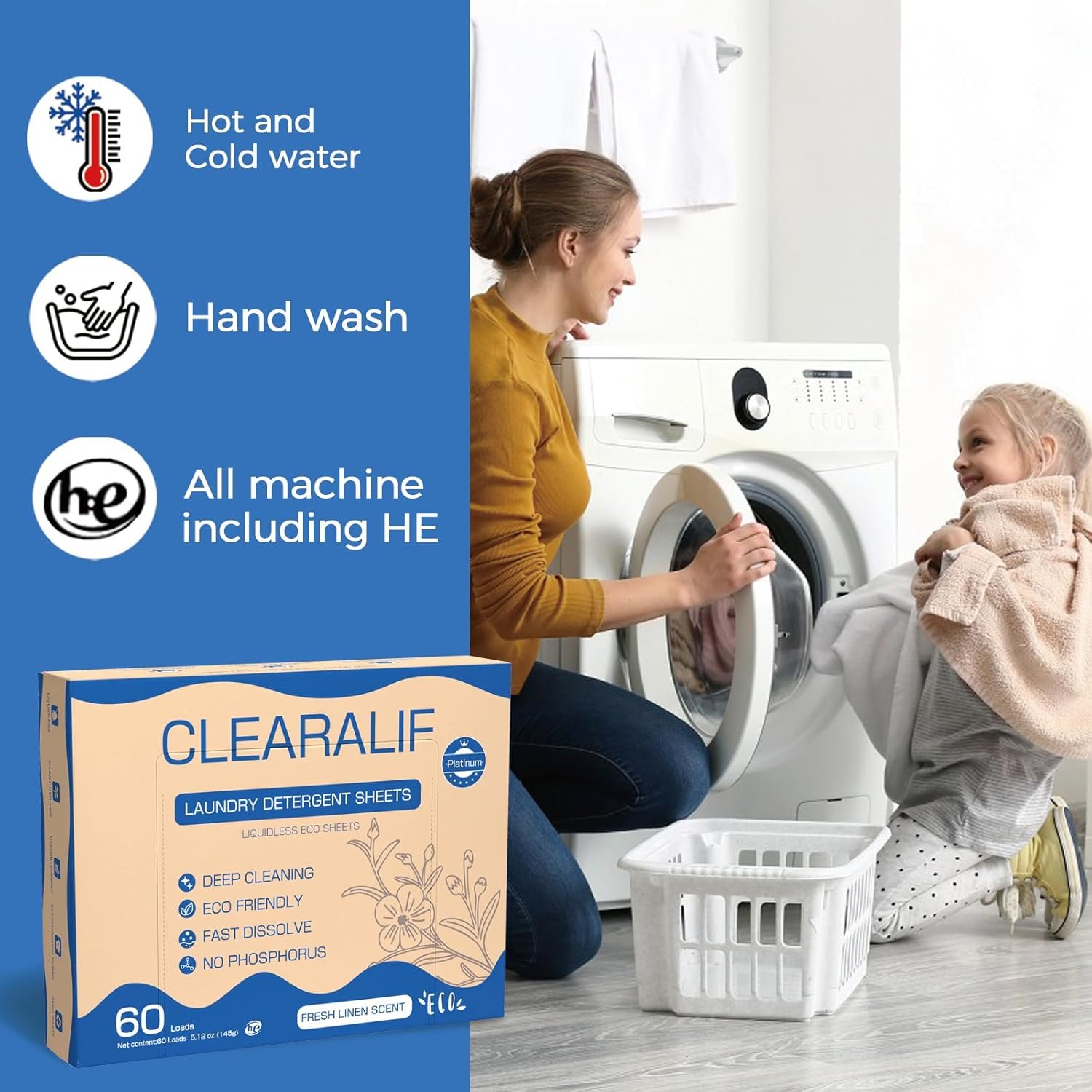 CROS 60 Loads Laundry Detergent Sheets Linen Scent, for Travel, Home, Apartment, Dorm, Laundry Detergent Strips Eco Friendly, Hypoallergenic, Liquidless Washing Supplies - Image 5