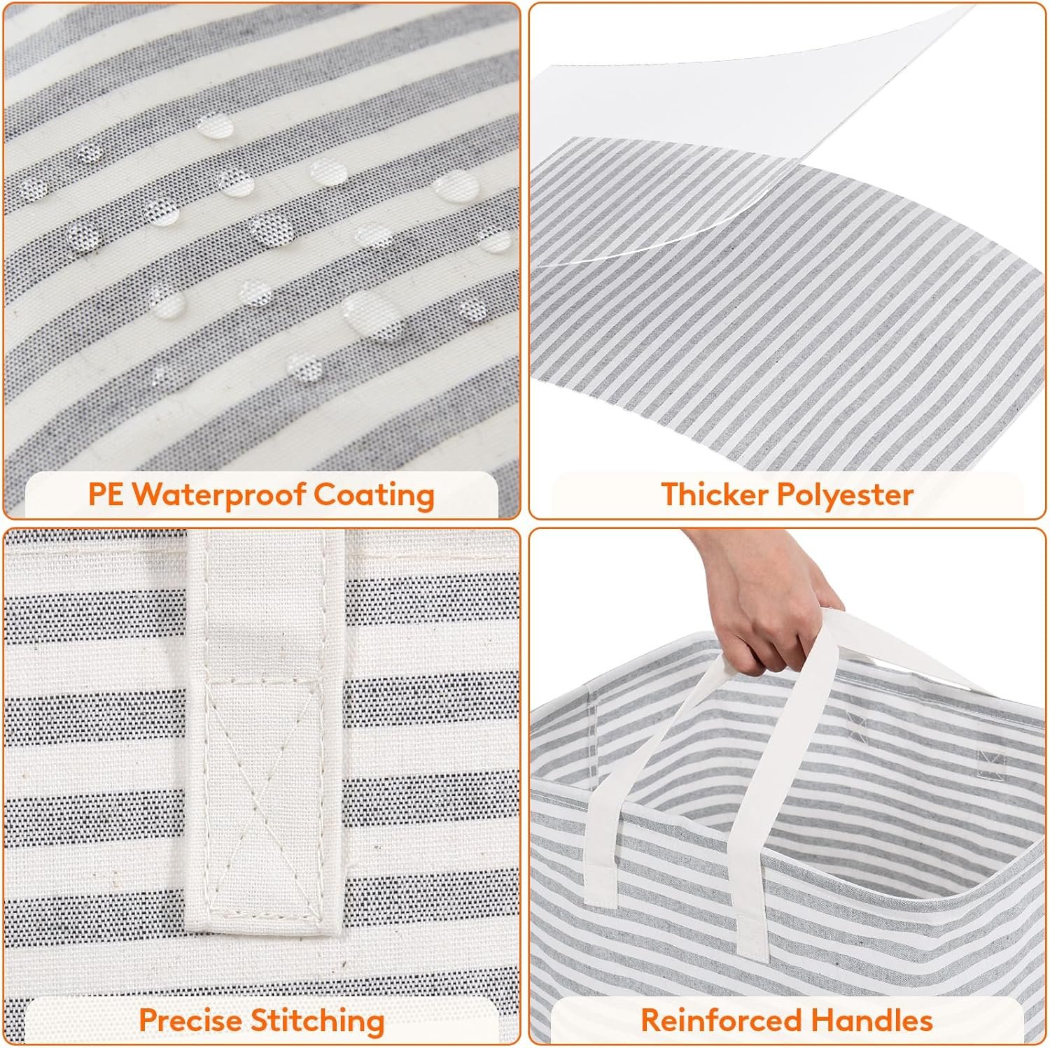 Lifewit 2 Pack Laundry Hamper Large Collapsible Laundry Baskets, Freestanding Waterproof Clothes Hamper with Easy Carry Handles in Laundry Room Bedroom Bathroom College Dorm for Adults, Grey, 2 x 80L - Image 6