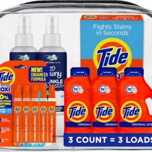 Tide Dorm Room Essentials Bundle - Includes Liquid Detergent, Tide Stain Remover Wipes, Stain Remover Pen & Downy Wrinkle Releaser Spray - College & Back to School
