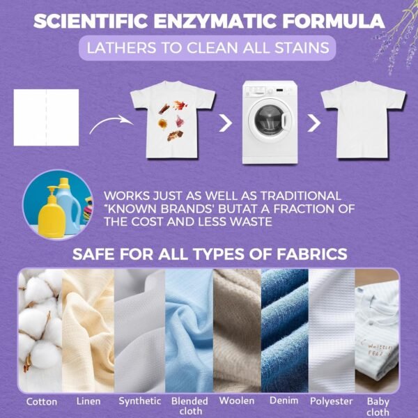 CROS 180 Loads Laundry Detergent Sheets Fresh Lavender Scent, for Travel, Home, Apartment,Dorm, Laundry Detergent Strips Eco Friendly, Hypoallergenic, Liquidless Washing Supplies - Image 8