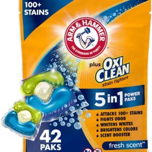 Arm & Hammer Plus OxiClean 5-in-1 Laundry Detergent Power Paks, 42 Count (Packaging may vary)