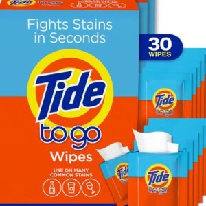 Tide To Go Stain Remover Wipes for Clothes, Instant Laundry Travel Stain & Spot Remover, 3 Pack, (30 Wipes Total)