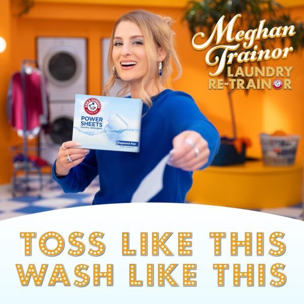 ARM & HAMMER Power Sheets Laundry Detergent, Fragrance Free, No Dyes or Perfumes, Lightweight and Travel-Friendly, 35 Count, Up to 70 Small Loads - Image 2