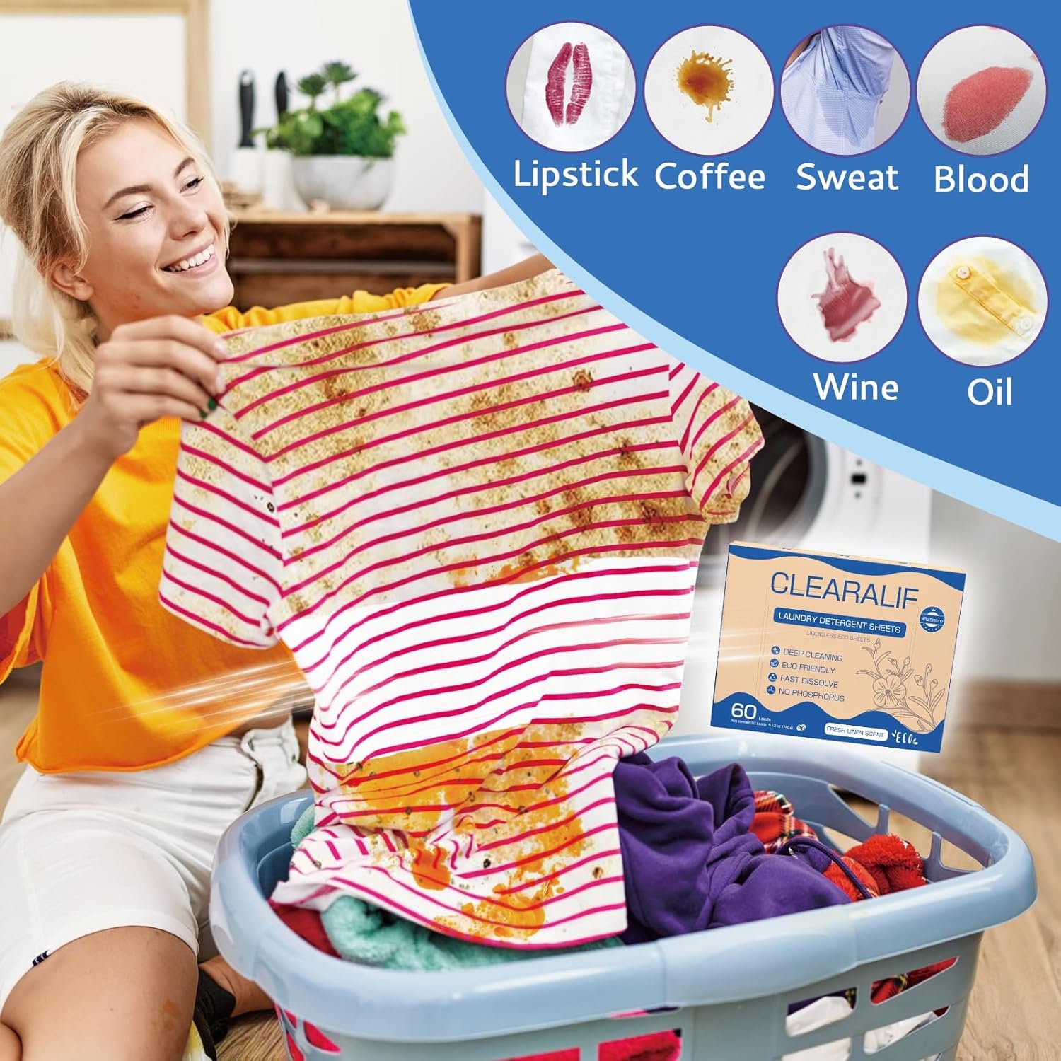 CROS 60 Loads Laundry Detergent Sheets Linen Scent, for Travel, Home, Apartment, Dorm, Laundry Detergent Strips Eco Friendly, Hypoallergenic, Liquidless Washing Supplies - Image 3