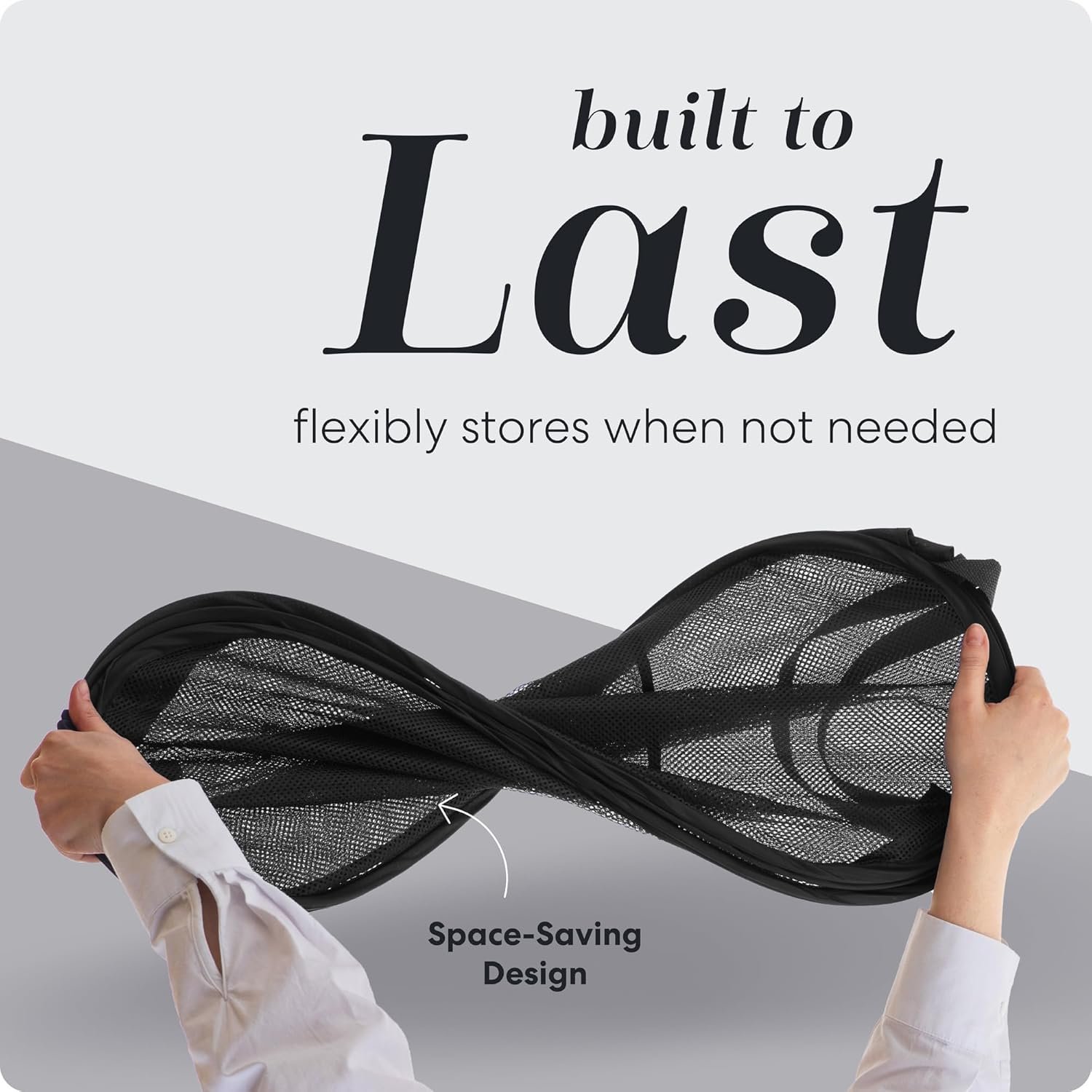 Handy Laundry Collapsible Mesh Pop Up Hamper with Wide Opening and Side Pocket - Breathable, Sturdy, Foldable, and Space-Saving Design for Clothes and Storage (Black) - Image 4