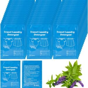 Twoworld Travel Size Liquid Laundry Detergent 0.7floz/20ml per Bag, Verbena Scent, 50 Pack, Suitable for All Fabrics, Hand & Machine Wash