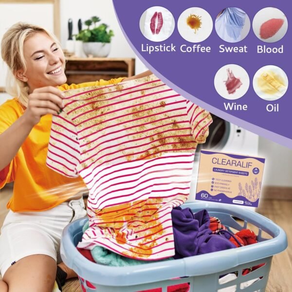 CROS 180 Loads Laundry Detergent Sheets Fresh Lavender Scent, for Travel, Home, Apartment,Dorm, Laundry Detergent Strips Eco Friendly, Hypoallergenic, Liquidless Washing Supplies - Image 3