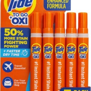 Tide Stain Remover for Clothes, Tide To Go Pen, Instant Stain & Spot Remover for Clothes, Travel & Pocket Size, 5 Count (Pack of 1) (Packaging May Vary)