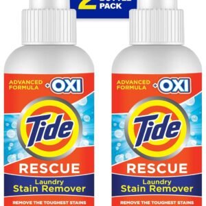 Tide Laundry Stain Remover Spray with Oxi, Travel Stain Remover for Clothes, Carpet, Upholstery, Pet Bedding, Stain Treater Spray for Tough Stains from Wine, Coffee, Grease, 3 Oz (Pack of 2)